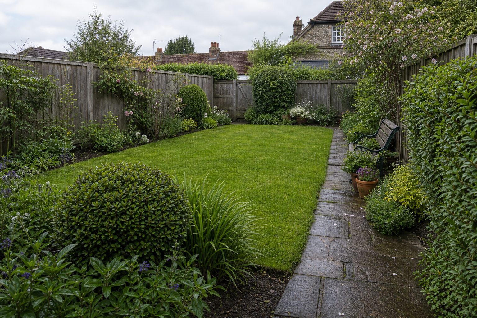A tidy front garden after local garden work