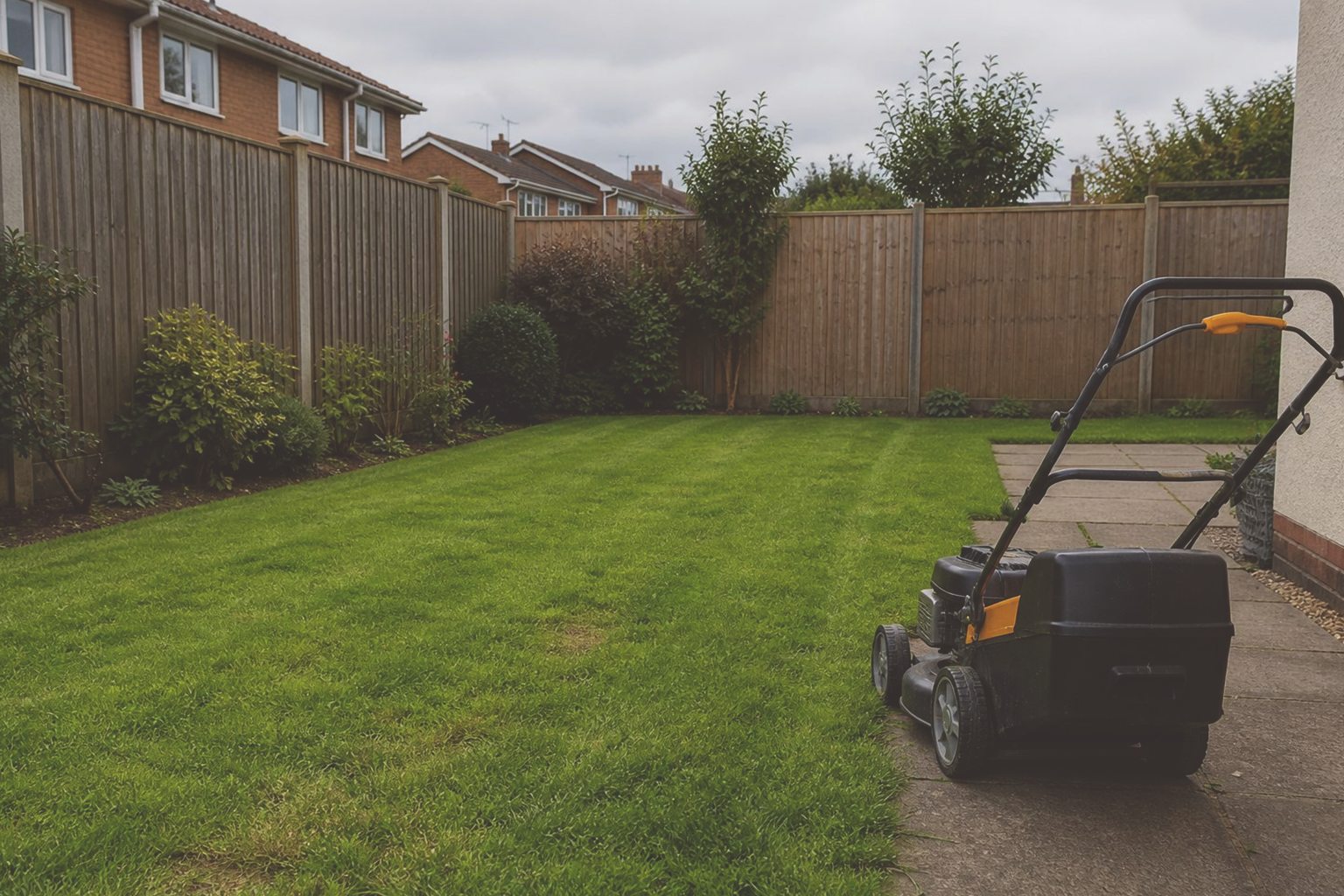 A freshly mown, neatly edged lawn in a local garden