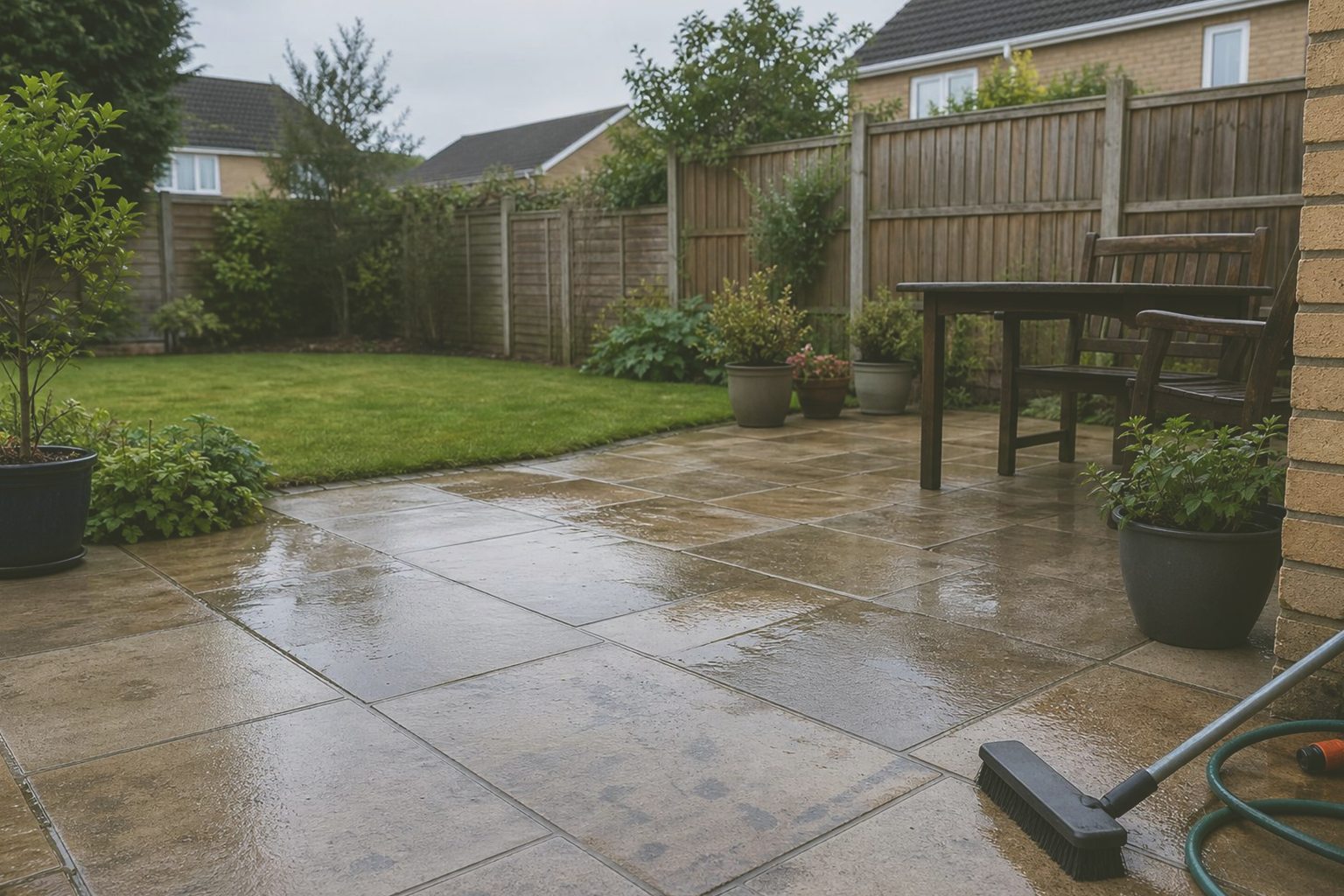 A clean, refreshed patio seating area