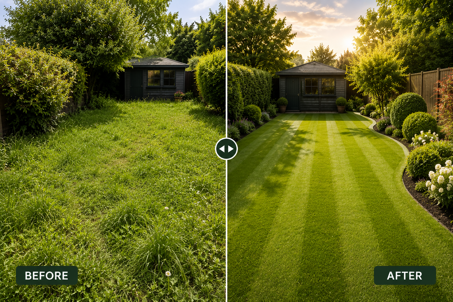 Before and after garden transformation by James Pope Gardening Services